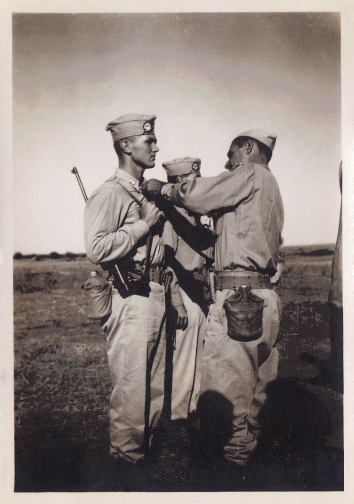 Weslely receives the Silver Star medal for actions against the enemy on Biazza Ridge, Sicily in 1943.